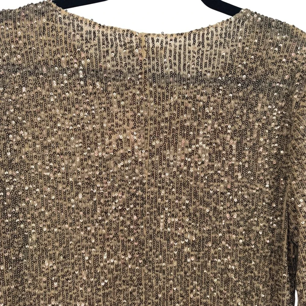 NWT Free People Intimately Gold Rush Long Sleeve Sequin Top Gold Size Large Glam